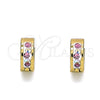 Stainless Steel Huggie Hoop, with Multicolor Crystal, Polished, Golden Finish, 02.230.0043.3.10