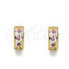 Stainless Steel Huggie Hoop, with Multicolor Crystal, Polished, Golden Finish, 02.230.0043.3.10