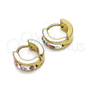 Stainless Steel Huggie Hoop, with Multicolor Crystal, Polished, Golden Finish, 02.230.0043.3.10