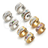 Stainless Steel Huggie Hoop, with Multicolor Crystal, Polished, Golden Finish, 02.230.0043.3.10