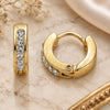 Stainless Steel Huggie Hoop, with White Crystal, Polished, Golden Finish, 02.230.0044.10