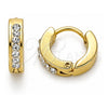 Stainless Steel Huggie Hoop, with White Crystal, Polished, Golden Finish, 02.230.0044.10