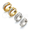 Stainless Steel Huggie Hoop, with White Crystal, Polished, Golden Finish, 02.230.0044.10