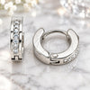 Stainless Steel Huggie Hoop, with White Crystal, Polished, Steel Finish, 02.230.0044.1.10