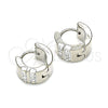 Stainless Steel Huggie Hoop, with White Crystal, Polished, Steel Finish, 02.230.0046.10