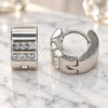 Stainless Steel Huggie Hoop, with White Crystal, Polished, Steel Finish, 02.230.0046.10