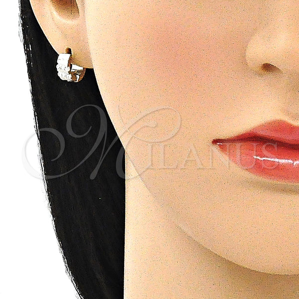 Stainless Steel Hoop Earrings — Huggie Hoop with White Crystal Polished 02. — alternate product view — SKU 141294 | Acero Inoxidable aretes de aro — Huggie Hoop with cristal blanco pulido 02. — SKU 141294
