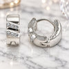 Stainless Steel Huggie Hoop, with White Crystal, Polished, Steel Finish, 02.230.0047.10