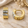 Stainless Steel Huggie Hoop, with White Crystal, Polished, Golden Finish, 02.230.0049.10