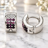 Stainless Steel Huggie Hoop, with Amethyst and White Crystal, Polished, Steel Finish, 02.230.0048.1.10