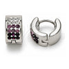 Stainless Steel Huggie Hoop, with Amethyst and White Crystal, Polished, Steel Finish, 02.230.0048.1.10