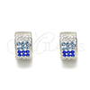 Stainless Steel Huggie Hoop, with Sapphire Blue and White Crystal, Polished, Steel Finish, 02.230.0048.2.10