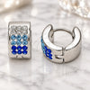 Stainless Steel Huggie Hoop, with Sapphire Blue and White Crystal, Polished, Steel Finish, 02.230.0048.2.10