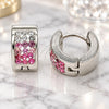Stainless Steel Huggie Hoop, with Pink and White Crystal, Polished, Steel Finish, 02.230.0048.3.10