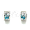 Stainless Steel Huggie Hoop, with Aqua Blue and White Crystal, Polished, Steel Finish, 02.230.0048.4.10
