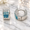 Stainless Steel Huggie Hoop, with Aqua Blue and White Crystal, Polished, Steel Finish, 02.230.0048.4.10