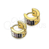 Stainless Steel Huggie Hoop, with Amethyst and White Crystal, Polished, Golden Finish, 02.230.0048.6.10