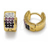 Stainless Steel Huggie Hoop, with Amethyst and White Crystal, Polished, Golden Finish, 02.230.0048.6.10