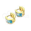 Stainless Steel Huggie Hoop, with Aqua Blue and White Crystal, Polished, Golden Finish, 02.230.0048.7.10