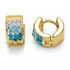 Stainless Steel Huggie Hoop, with Aqua Blue and White Crystal, Polished, Golden Finish, 02.230.0048.7.10