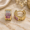 Stainless Steel Huggie Hoop, with Pink and White Crystal, Polished, Golden Finish, 02.230.0048.8.10