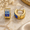 Stainless Steel Huggie Hoop, with Sapphire Blue and White Crystal, Polished, Golden Finish, 02.230.0048.9.10