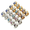 Stainless Steel Huggie Hoop, with Sapphire Blue and White Crystal, Polished, Golden Finish, 02.230.0048.9.10
