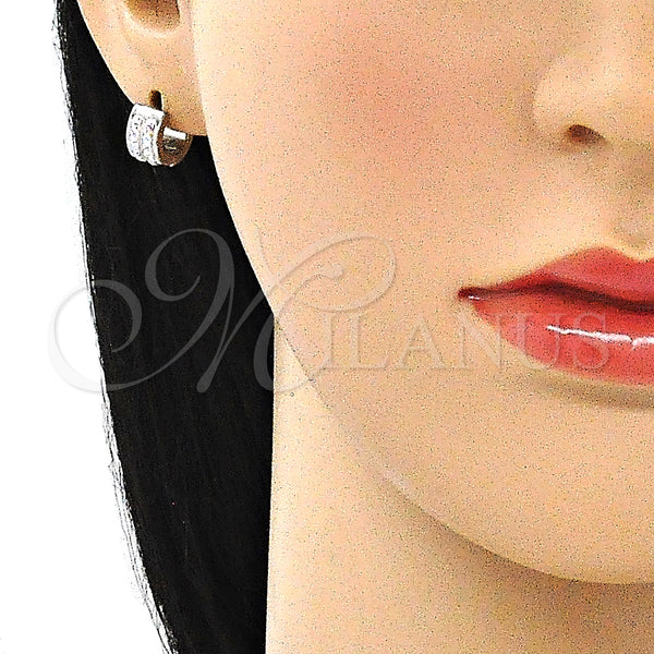 Stainless Steel Hoop Earrings — Huggie Hoop with Aurore Boreale Crystal Polished 02. — alternate product view — SKU 141306 | Acero Inoxidable aretes de aro — Huggie Hoop with Aurore Boreale cristal pulido 02. — SKU 141306