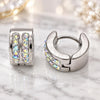 Stainless Steel Huggie Hoop, with Aurore Boreale Crystal, Polished, Steel Finish, 02.230.0050.10
