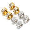 Stainless Steel Huggie Hoop, with White Crystal, Polished, Steel Finish, 02.230.0050.1.10