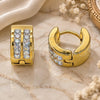 Stainless Steel Huggie Hoop, with Aurore Boreale Crystal, Polished, Golden Finish, 02.230.0050.2.10