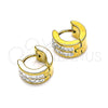 Stainless Steel Huggie Hoop, with White Crystal, Polished, Golden Finish, 02.230.0050.3.10