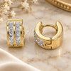 Stainless Steel Huggie Hoop, with White Crystal, Polished, Golden Finish, 02.230.0050.3.10