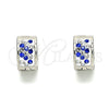Stainless Steel Huggie Hoop, with Sapphire Blue and White Crystal, Polished, Steel Finish, 02.230.0051.10