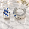 Stainless Steel Huggie Hoop, with Sapphire Blue and White Crystal, Polished, Steel Finish, 02.230.0051.10