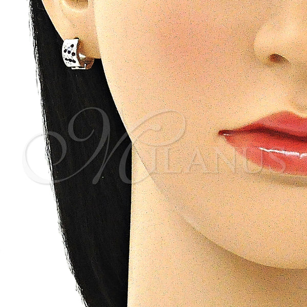 Stainless Steel Hoop Earrings — Huggie Hoop with Amethyst and White Crystal Polished — alternate product view — SKU 141311 | Acero Inoxidable aretes de aro — Huggie Hoop with Amethyst and cristal blanco pulido — SKU 141311