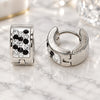 Stainless Steel Huggie Hoop, with Amethyst and White Crystal, Polished, Steel Finish, 02.230.0051.1.10