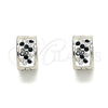 Stainless Steel Huggie Hoop, with Black and White Crystal, Polished, Steel Finish, 02.230.0051.2.10