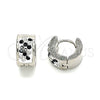 Stainless Steel Huggie Hoop, with Black and White Crystal, Polished, Steel Finish, 02.230.0051.2.10