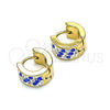 Stainless Steel Huggie Hoop, with Sapphire Blue and White Crystal, Polished, Golden Finish, 02.230.0051.3.10