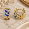Stainless Steel Huggie Hoop, with Sapphire Blue and White Crystal, Polished, Golden Finish, 02.230.0051.3.10