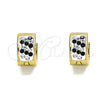 Stainless Steel Huggie Hoop, with Black and White Crystal, Polished, Golden Finish, 02.230.0051.5.10