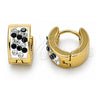 Stainless Steel Huggie Hoop, with Black and White Crystal, Polished, Golden Finish, 02.230.0051.5.10