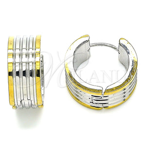 Stainless Steel Hoop Earrings — Huggie Hoop Polished Two Tone 02. — main product view — SKU 141323 | Acero Inoxidable aretes de aro — Huggie Hoop pulido Two Tone 02. — SKU 141323
