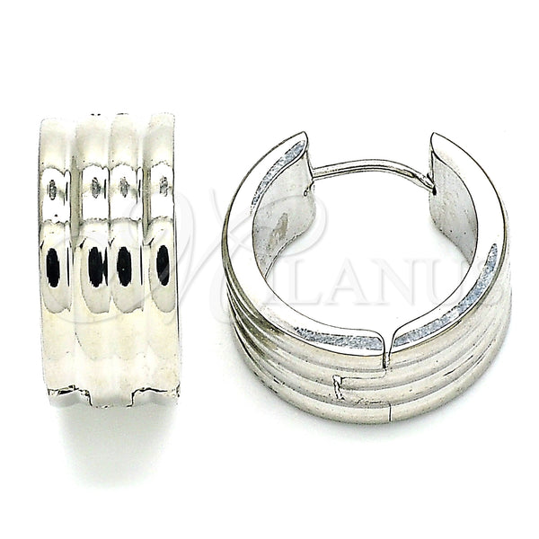 Stainless Steel Hoop Earrings — Huggie Hoop Polished 02. — main product view — SKU 141328 | Acero Inoxidable aretes de aro — Huggie Hoop pulido 02. — SKU 141328