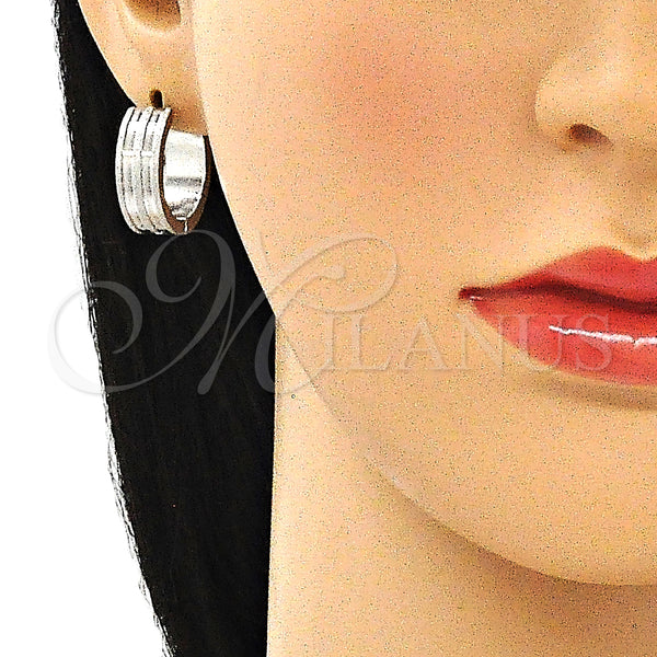 Stainless Steel Hoop Earrings — Huggie Hoop Matte 02. — alternate product view — SKU 141329 | Acero Inoxidable aretes de aro — Huggie Hoop Matte 02. — SKU 141329