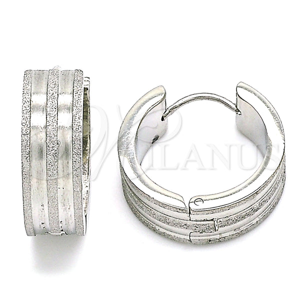 Stainless Steel Hoop Earrings — Huggie Hoop Matte 02. — main product view — SKU 141329 | Acero Inoxidable aretes de aro — Huggie Hoop Matte 02. — SKU 141329