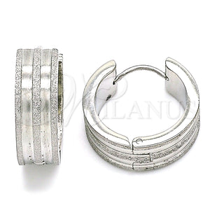 Stainless Steel Hoop Earrings — Huggie Hoop Matte 02. — main product view — SKU 141329 | Acero Inoxidable aretes de aro — Huggie Hoop Matte 02. — SKU 141329