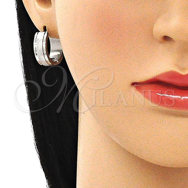 Stainless Steel Hoop Earrings — Huggie Hoop Matte 02. — alternate product view — SKU 141331 | Acero Inoxidable aretes de aro — Huggie Hoop Matte 02. — SKU 141331