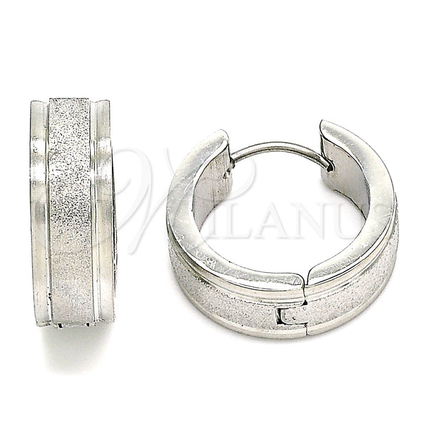 Stainless Steel Hoop Earrings — Huggie Hoop Matte 02. — main product view — SKU 141331 | Acero Inoxidable aretes de aro — Huggie Hoop Matte 02. — SKU 141331